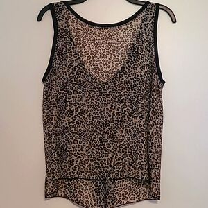Body Central Leopard Print Tank Top With Back Bow Accent Sz S